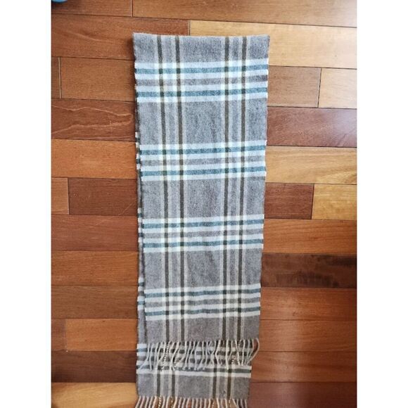 Creagaran Men Grey & Blue Plaid 100% Merino Wool Made in Scotland Scarf OS - Picture 7 of 7